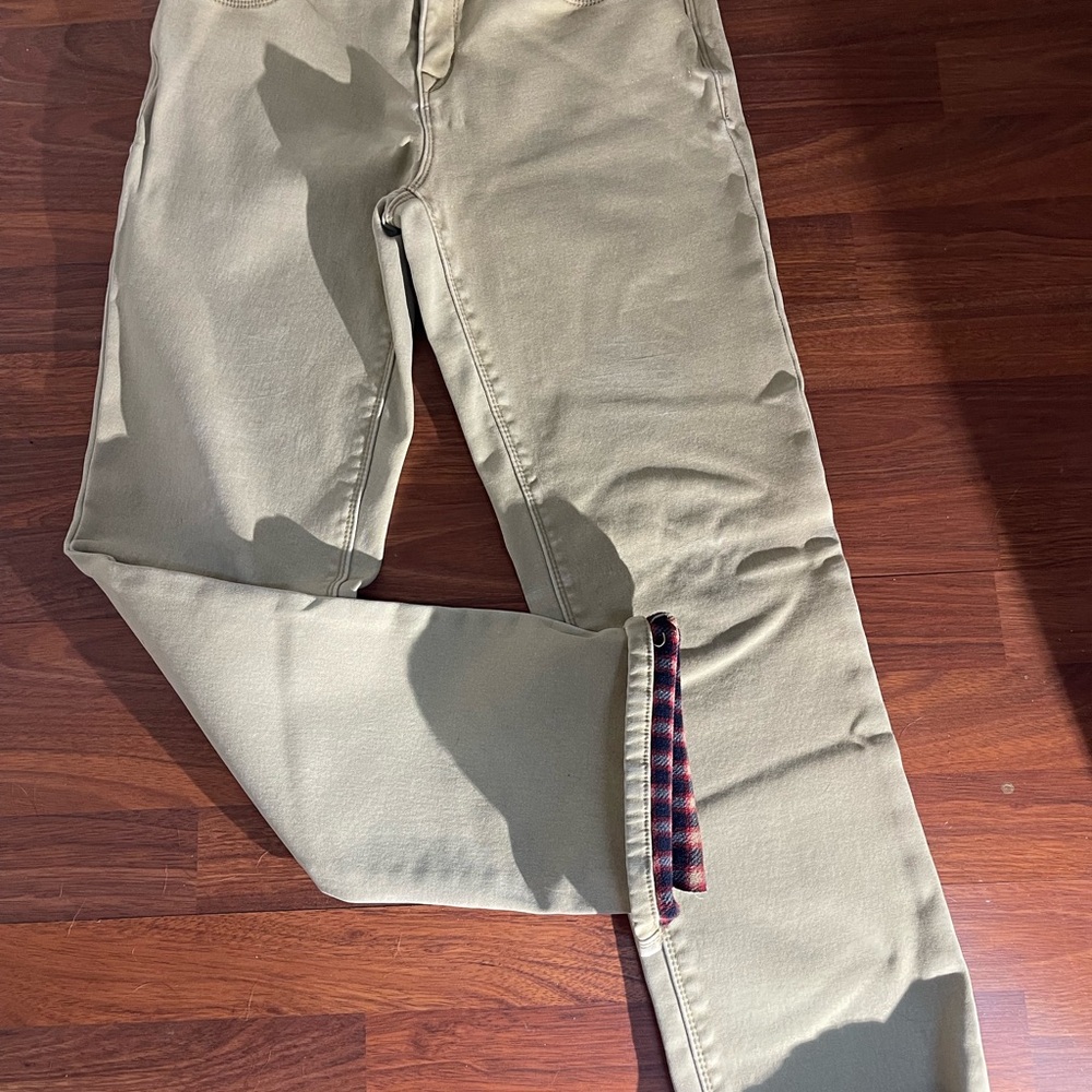 Natural Reflections Beige Stretch Jeans with Plaid Flannel Lining